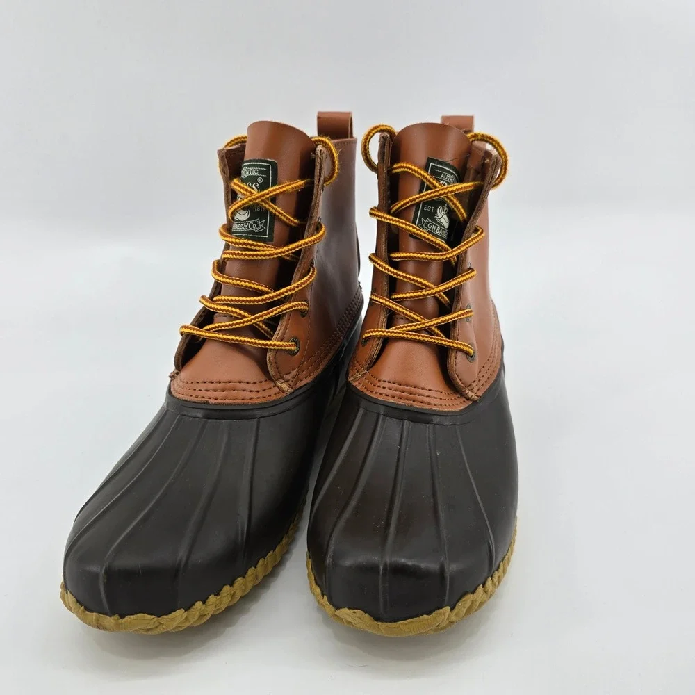 G.H. Bass Catskill Duck Boots Mens Leather Rubber Brown 11 D